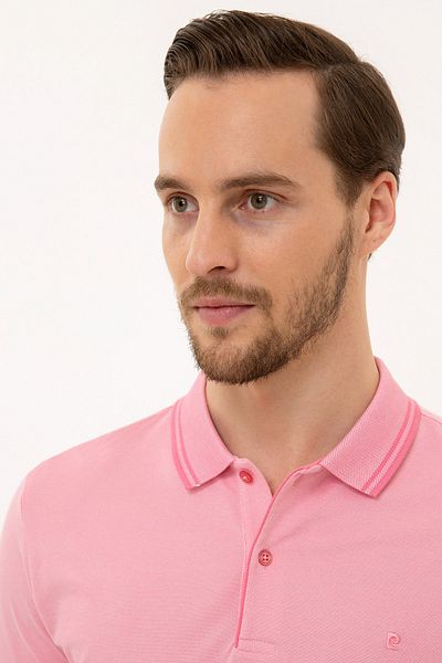 Pierre Cardin Ροζ Slim Fit Polo T-Shirt με λαιμόκοψη