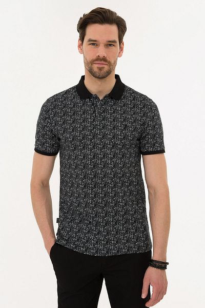 Pierre Cardin Μαύρο Slim Fit T-Shirt Polo λαιμόκοψη