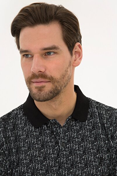 Pierre Cardin Μαύρο Slim Fit T-Shirt Polo λαιμόκοψη