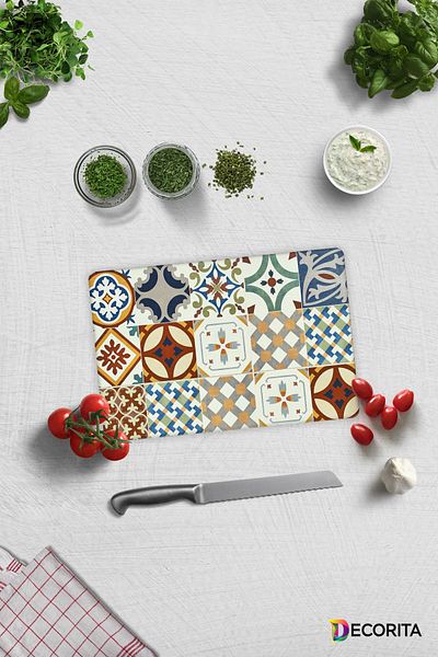 Decorita Tile Pattern |   Glass Cutting Board - Glass Cutting Board |   20cm X 30cm