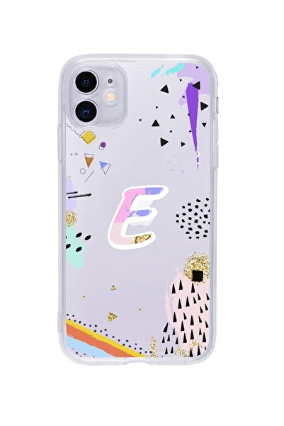 mooodcase Iphone 11 Uyumlu Color Art Desenli E Harfli Şeffaf Kılıf