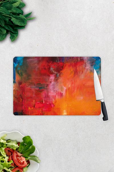 Decorita Colorful Oil Painting |   Glass Cutting Board - Glass Cutting Board |   20cm X 30cm