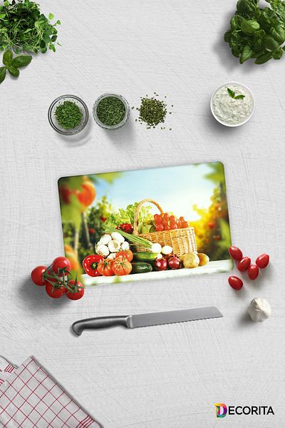 Decorita Vegetable Basket |   Glass Cutting Board - Glass Cutting Board |   20cm X 30cm