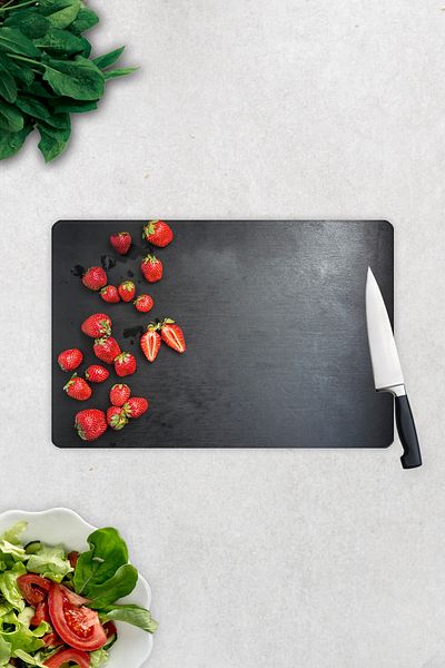 Decorita Strawberry Pattern |   Glass Cutting Board - Glass Cutting Board |   20cm X 30cm