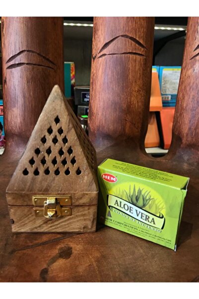 Hem Ahşap Konik Buhur Tütsü Yakma Kutusu