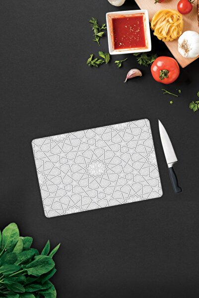 Decorita Seljuk Motif Patterned |   Glass Cutting Board - Glass Cutting Board |   20cm X 30cm