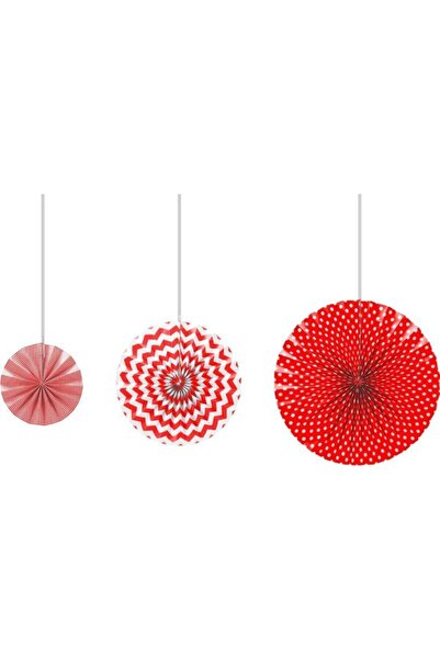 Happyland Kırmızı Desenli Yelpaze Süs Seti  3'lü
