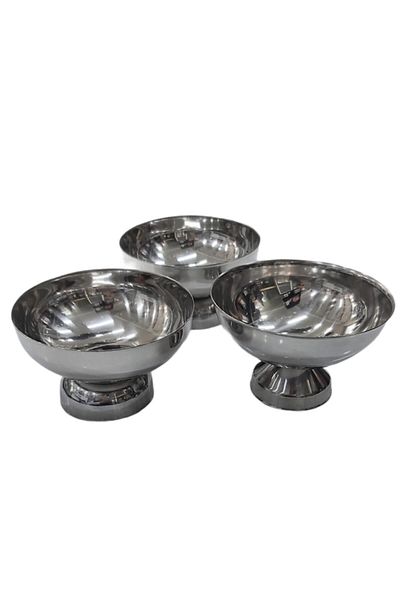 MATARMUTFAK Stainless Steel Footed Ice Cream Bowl Set of 3 10cm