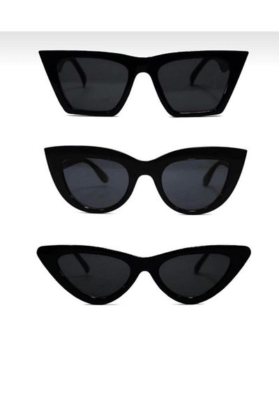 Nilu Moda Women's Sunglasses Set of 3 Catset3black