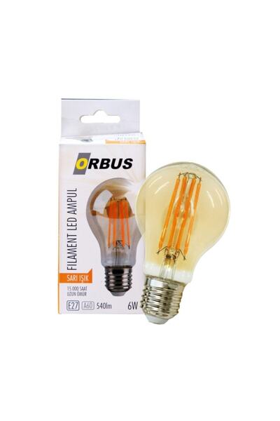 ORBUS Led Ampul 6w E27 Duylu 60a 540 Lümen 50-60hz Sarı Filament Led Ampul 6w