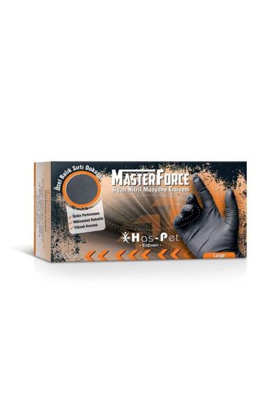 MasterForce Kalın Siyah Nitril Tamirci Eldiveni 50li Paket Large