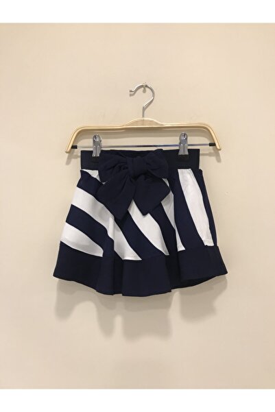 Pitti Girl's Navy Blue White Viscose Skirt 9277