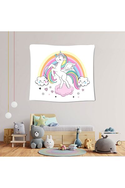 Şen Dekorasyon Copertă de perete pentru copii Curcubeu și Unicorn
