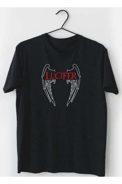 venüsdijital تي شيرت لوسيفر بتصميم النص للجنسين باللون الأسود