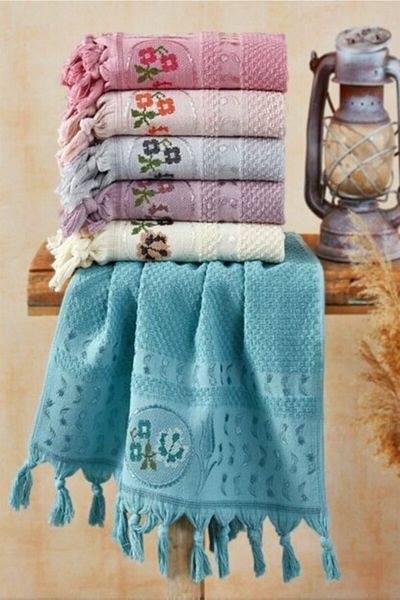 şenkahveci tekstil Συσκευασία με 6 πετσέτες Cross Stitch Assorti Elyüz
