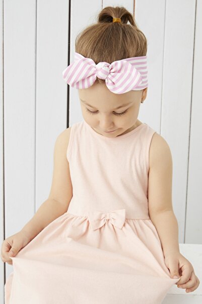 Babygiz Κοριτσίστικη ροζ λευκή ριγέ μπαντάνα