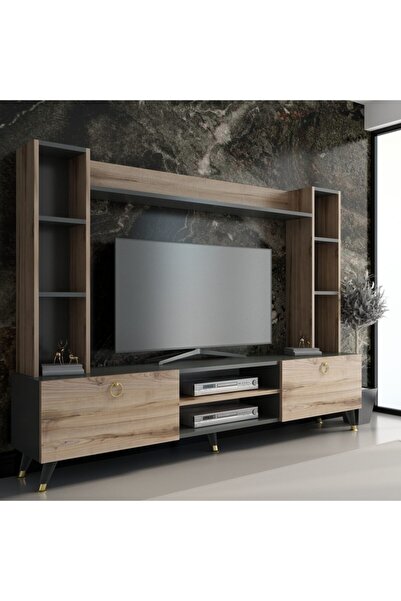 MOBİLYA GEZEGENİ Mercy Gold Tv Ünitesi 180 Cm Antrasit Çırağan