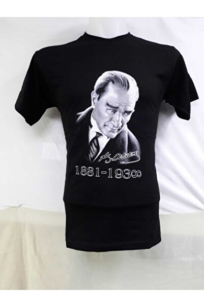 NACAR STORE Unisex Kids Black Mustafa Kemal Atatürk Printed T-Shirt
