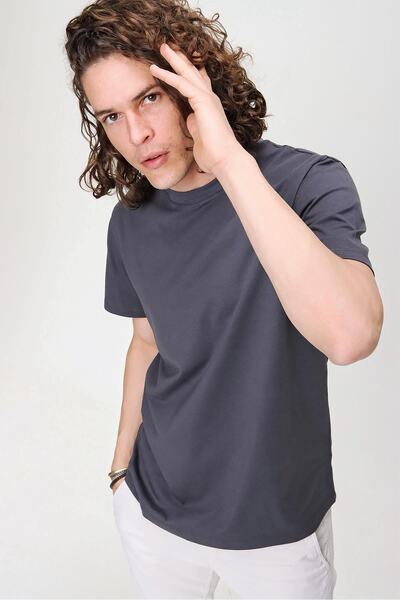 CHUBA Ανδρικό μπλουζάκι Anthracite Crew Neck Regular Fit Basic βαμβακερό