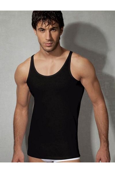 Doreanse Men's Black Thin Strap Undershirt