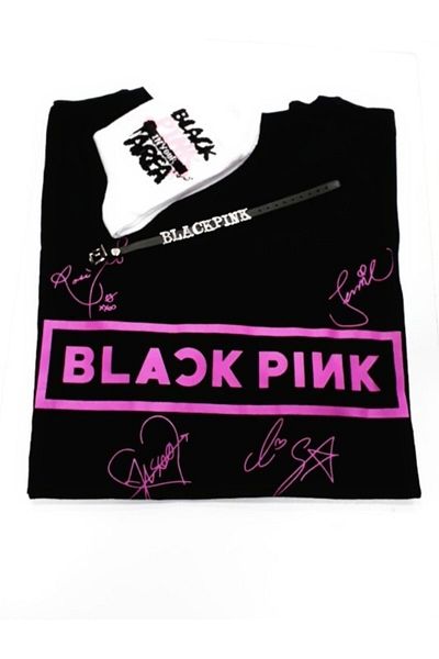 GC GÖKHAN CLUB Σετ βραχιόλι με κάλτσες Blackpink Unisex Owersize T-shirt