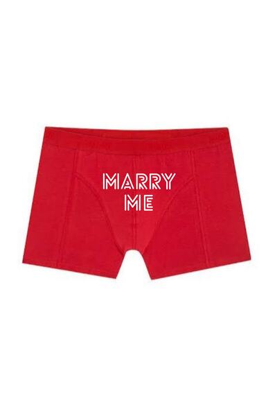 BoxerMasters Ανδρικό κόκκινο μπόξερ με στάμπα "Marry Me".