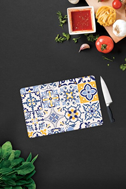 Decorita Blue Tile Pattern | Glass Cutting Board - Glass Cutting Board | 20cm X 30cm