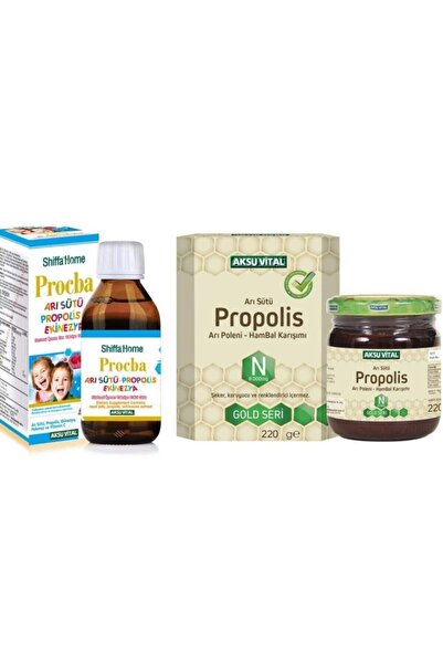 Shiffa Home Procba Arı Sütü, Propolis, Ekinezya Şurup & Propolis Arı Sütü Bal Polen Macunu 220 Gr
