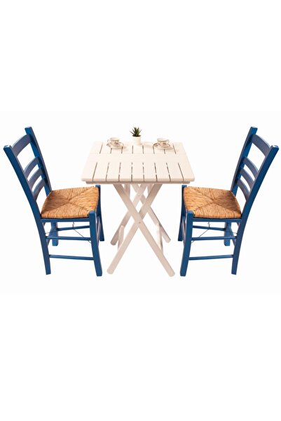 Bahçeme Ahşap Bahçe Balkon Seti: 60x60 Masa + 2 Sandalye -riva Renkli Takım