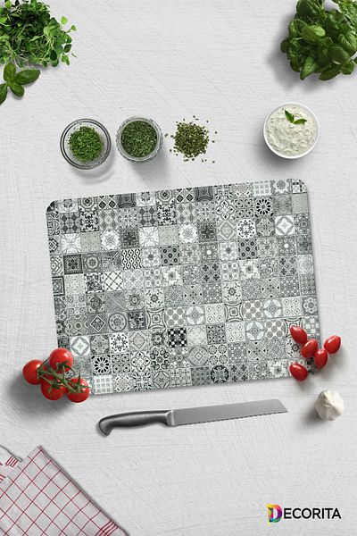 Decorita Charcoal Drawing| Glass Cutting Board - Glass Cutting Table| 30cm x 40cm