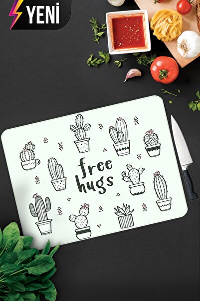 Decorita Free Hugs |   Glass Cutting Board - Glass Cutting Board |   30cm X 40cm