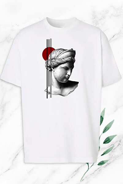 perseusshopping Unisex Oversize Printed White T-Shirt