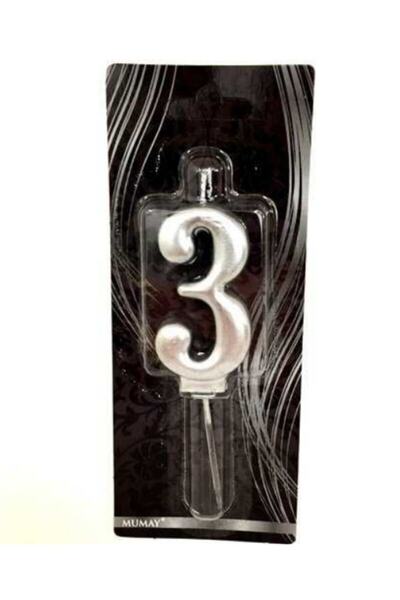 Genel Markalar Gümüş 3 Yaş Doğum Günü Rakam Mum