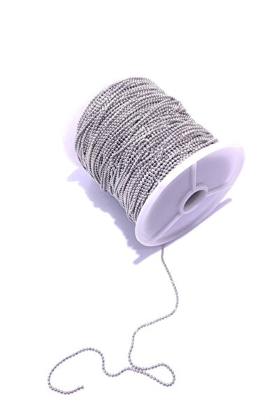 platin hediyelik 10 Metre Gümüş Renk 1.2 Mm Ince Metal Metrelik Top Zincir Ta...