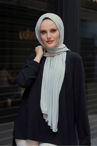 Stella Γυναικείο χτενισμένο βαμβακερό σάλι ανοιχτό γκρι
