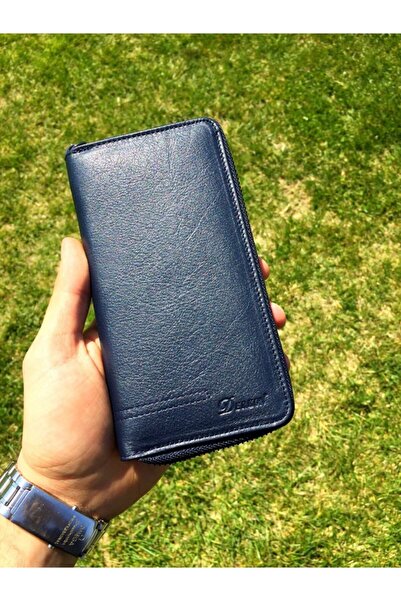 DERKON Zippered Genuine Leather Wallet with Phone Compartment