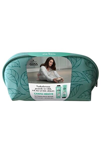 Gliss Nutribalance Dökülme Karşıtı Şampuan 360 ml + Saç Kremi 360 ml + Çanta