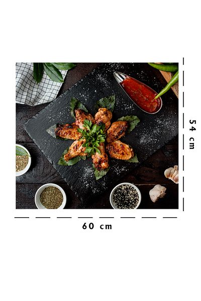 Tilki Dünyası Kitchen Stove Back Sticker Fried Chicken Wings with Sauce