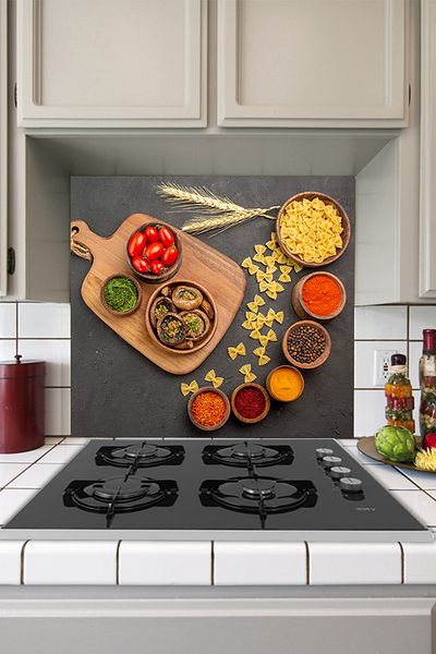 Tilki Dünyası Kitchen Stove Back Mushroom Pasta Spices And Vegetables Sticker
