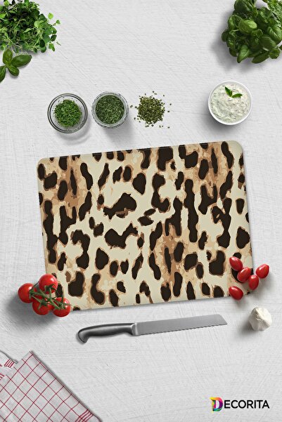 Decorita Leopar Desen | Cam Kesme Tahtası - Cam Kesme Tablası | 30cm X 40cm