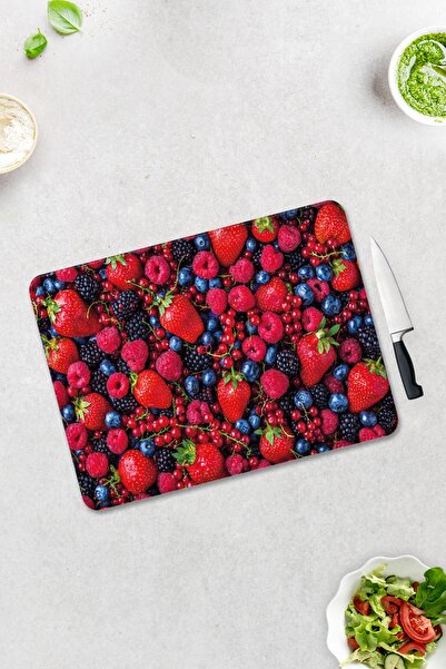 Decorita Purple and Red Fruits |   Glass Cutting Board - Glass Cutting Board |   30cm X 40cm