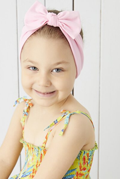 Babygiz Κοριτσίστικο ροζ Χειροποίητο μαλακό παπιγιόν με φυσικό βαμβακερό χτενισμένο βαμβάκι μπαντάνα