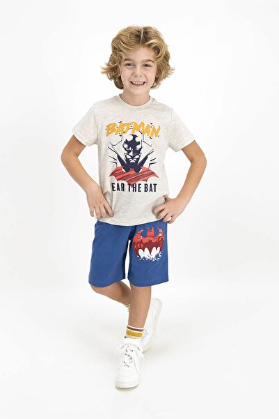 Batman Erkek Çocuk Bej Lisanslı Fear The Bat Bejmelanj Bermuda Takım
