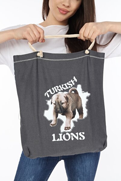 Turkish Lion Kadın Turkısh Lıons Yavru Kangal Logolu Yıkanabilir Bez Çanta
