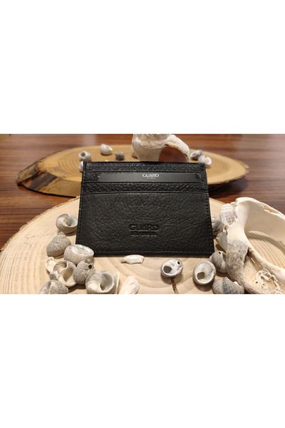 GUARD Men's Black Practical Leather Card Holder