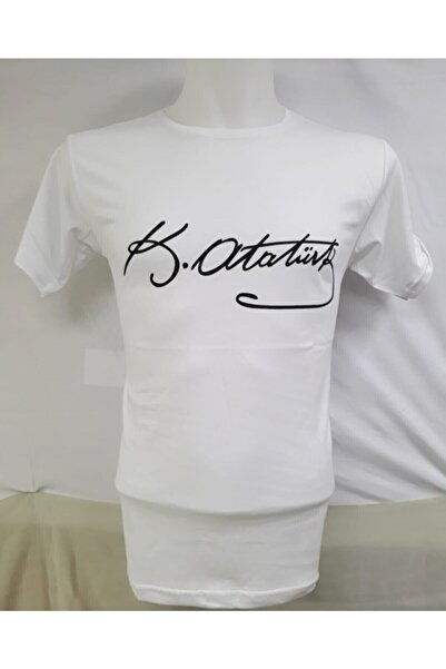 NACAR STORE تي شيرت أبيض للجنسين من مصطفى كمال أتاتورك موقعة للأطفال