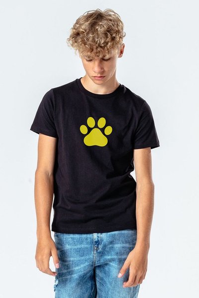 QIVI Unisex dečja crna silueta šape Štampano T-shirt