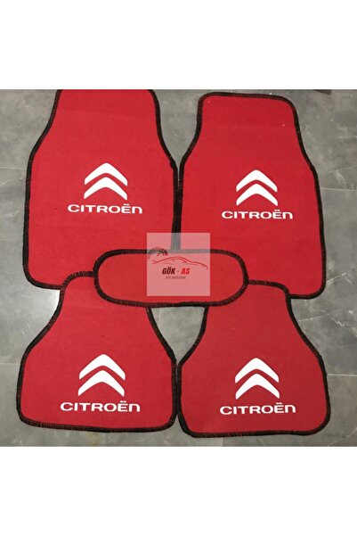 Universal Citroen C4 Logolu Kırmızı Çift Katlı Halı Paspas Seti
