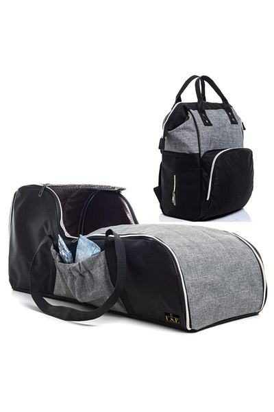 USF Mother Baby Care Bag Carry Cot Baby Carrier Stroller Set of Two Grey-black