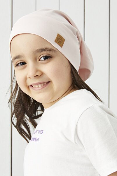 Babygiz Kız Çocuk Pudra Ip Detaylı 4 Mevsim Şapka Bere Buff -yumuşak Doğal Penye